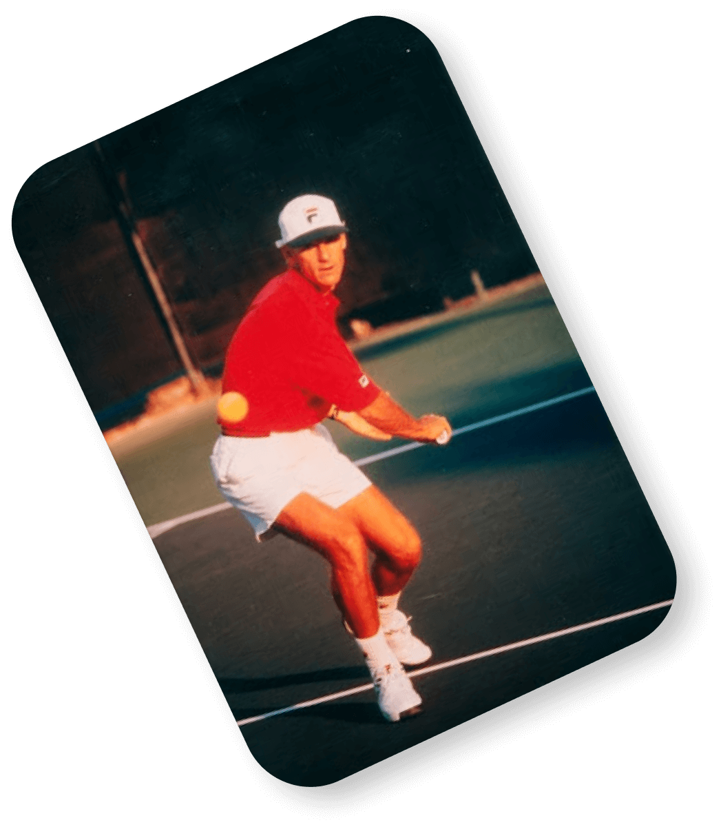 Tom Avery demonstrating technique on the court